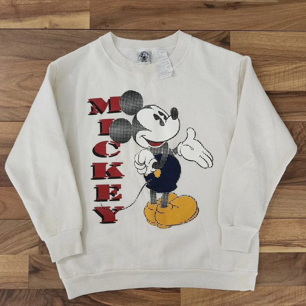 VTG 90s Disney Mickey Mouse Graphic Big Logo Crewneck Sweatshirt Sz Youth Medium